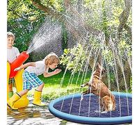 Qosigote Dog Paddling Pool, Durable Dog Fountain - Summer Toy, Splash Pad, Foldable Thickened Outdoor Doggy Sprinkler Play Mat For Summer Garden Beach Backyard (C 100CM)