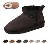 Qosigote Hikari Wolkis 2.0 Winter Boots Women, Sturdy & Stylish Mini - Boots For Women, Water Resistant Ankle boots, Anti-slip sole (Schokolade,42)