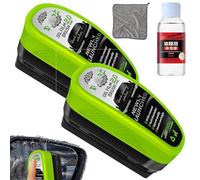 Qosigote Schneffi Windscreen Cleaner, Glass Oil Film Remover, Upgraded Automotive Oil Film Cleaning Brush, New 2.0 Green Oil Film Wipe, Glass Cleaning Board, Schnefie Scheibenreiniger (2pcs)