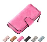 Qosigote Small Wallets for Women Clearance, Women Large Capacity Credit Card Wallet, Retro Glamorous Multiple Slots Women Wallets, PU Leather Trifold Wallets, Simple Look and Classic Colors (Pink)