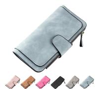 Qosigote Small Wallets for Women Clearance, Women Large Capacity Credit Card Wallet, Retro Glamorous Multiple Slots Women Wallets, PU Leather Trifold Wallets, Simple Look and Classic Colors (Blue)