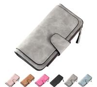 Qosigote Small Wallets for Women Clearance, Women Large Capacity Credit Card Wallet, Retro Glamorous Multiple Slots Women Wallets, PU Leather Trifold Wallets, Simple Look and Classic Colors (Grey)
