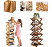 Qosigote The 9-Tier Wooden Rack, 2026 Foldable Vertical Shoe Rack, Multi-Layer Shoe Storage Racks for Small Spaces, 3-Tier, 6-Tier, and 9-Tier No-Assembly Storage Solution! (B,6F)