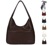 Qosigote The Handbags, Large Capacity Shoulder Bags Women, Soft Vegan Leather College Tote Bag, Faux Leather Slouch Bags (coffee)