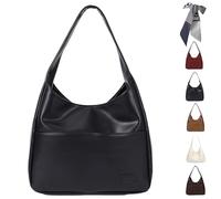 Qosigote The Handbags, Large Capacity Shoulder Bags Women, Soft Vegan Leather College Tote Bag, Faux Leather Slouch Bags (black)