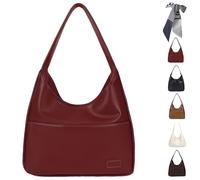 Qosigote The Handbags, Large Capacity Shoulder Bags Women, Soft Vegan Leather College Tote Bag, Faux Leather Slouch Bags (red)