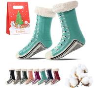 Qosigote Ultra-thick Cashmere Slipper Home Socks, womens fluffy socks, Non Slip, stylish and comfortable, for Causal Home, sleeping, Christmas gifts (Lake Blue)
