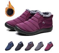 Qosneoun Boojoy Shoes, Boojoy Winter Boots, Bj Boots Women Men Winter Snow Boots Waterproof Anti-slip Ankle Booties Outdoor Warm Lined Shoes (Red, numeric_37)