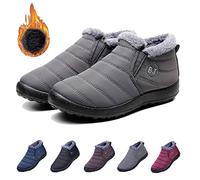 Qosneoun Boojoy Shoes, Boojoy Winter Boots, Bj Boots Women Men Winter Snow Boots Waterproof Anti-slip Ankle Booties Outdoor Warm Lined Shoes (Gray, numeric_42)