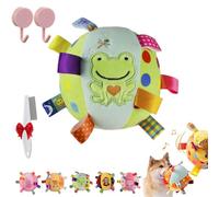 Qosneoun Colorful Squeaky Hanging Dog Training Toy, Puppy Play Gym with Built-in Bell, Soft Stuffed Cotton Ball Bungee Chew Toys for Small Medium Dogs Interactive Training (Frog)