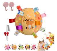 Qosneoun Colorful Squeaky Hanging Dog Training Toy, Puppy Play Gym with Built-in Bell, Soft Stuffed Cotton Ball Bungee Chew Toys for Small Medium Dogs Interactive Training (Dog)