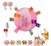 Qosneoun Colorful Squeaky Hanging Dog Training Toy, Puppy Play Gym with Built-in Bell, Soft Stuffed Cotton Ball Bungee Chew Toys for Small Medium Dogs Interactive Training (Cat)