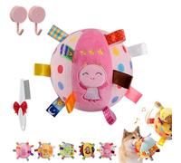 Qosneoun Colorful Squeaky Hanging Dog Training Toy, Puppy Play Gym with Built-in Bell, Soft Stuffed Cotton Ball Bungee Chew Toys for Small Medium Dogs Interactive Training (Angel)
