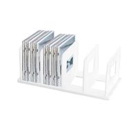 QoTang Soporte para CD, DVD, soporte de plástico para CD, organizador pequeño, estantería de mesa, bandeja de CD, 35 x 15 x 14,5 cm