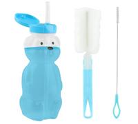 QOTSTEOS Honey Bear - Vaso de paja de 8 onzas, botella de oso de jugo, pajita larga con cepillo de taza y 1 cepillo para pajita, taza de botella de oso de miel, taza de aprendizaje de pajita