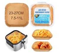 QOUBNIC 120 Piezas Papel Freidora Aire 23-27cm, Papel para Freidora de Aire Impermeable a Prueba de Aceite 7-12L Air Fryer Papel Horno Accesorios Freidore de Airi para Cosori Philips Ninja Cecotec XXL