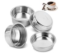 QOUBNIC 4 Piezas 51mm 1 y 2 Tazas Filtro de Café de Acero Inoxidable, Doble Capa Canasta de Filtro Expreso Filtro Presurizado Compatibles con Cafeteras Cecotec Ufesa Delonghi Breville