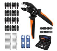 QOUBNIC Juego de Crimpadora Solar, 1 Alicates de Crimpado 12 Pares Conectores Macho Hembra 14 Pares de Conectores Fotovoltaicos 2 llaves Inglesas Herramientas de Crimpado Solar para 2,5/4/6 mm²