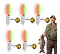 Qoukonao Campanas de caña de pescar, LED electrónicas antipérdidas, 5 piezas, campanas de caña de pescar con iluminación | para pesca de de bagre al aire libre en lago, río, mar, estanque para