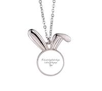 Qoutes - Collar con colgante de conejo, diseño de conejo con texto en inglés "Famous People Healing Good To Knock"