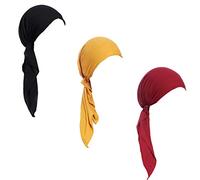 Qovelly Pack de 3 Bufandas Quimio pre-atadas para Mujer (Estilo 6 Largo), Multicolor, XS