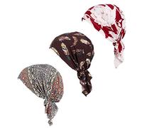 Qovelly Pañuelo preatado para la Cabeza, para quimioterapia, Gorro para Mujer, Paquete de 3, Juego 6, Estilo Largo, Talla única