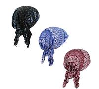 Qovelly Pañuelo preatado para la Cabeza, para quimioterapia, Gorro para Mujer, Paquete de 3, Juego 6, Estilo Largo, Talla única