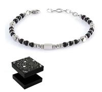 QOWIJEX 1 Pieza Pulsera de Hombres 4 mm, Pulsera de Piedra Acero inoxidable Obsidiana, Pulsera de Acero Inoxidable para los Hombres, Regalo para los Hombres