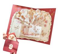 QOWIJEX 1 Pieza Tarjeta Pop-Up Decon Sobres,Tarjeta de Felicitación de San Valentín,Tarjeta de Felicitación Pop-Up con Diseño de Rosas para Navidad, San Valentín, Día del Padre, Día de la Madre