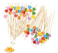QOWIJEX 100 Piezas Brochetas De Snacks, Brochetas De Frutas Decorativas En Forma De Corazón, Brochetas De Cóctel, Palillos De Cóctel, Brochetas De Amor(Colorido)