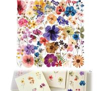 QOWIJEX 100 Piezas Pegatinas Flores, Calcomanías de Flores, Juego de Calcomanías Florales Transparentes para Suministros de álbumes de Recortes, Manualidades, 50 Estilos
