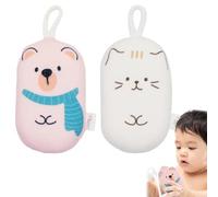 QOWIJEX 2 Piezas Esponja Baño Bebe Niños, Esponja Ducha Niños,Esponja de Konjac para el Baño del Bebé,Esponjas Hidrófilas para Bebés,Linda Forma, del Bebé Herramientas de Baño para Niños