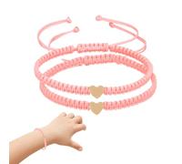QOWIJEX 2 Piezas Pulsera de Amistad Corazón Heart - Hechas a Mano - Banda Textil Ajustable con Corazón de Oro y Plata - ¡Un Regalo para Mujeres!