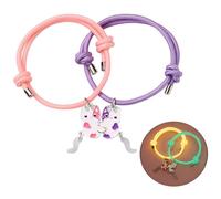 QOWIJEX 2 Piezas Pulseras Amistad, Pulsera de la Amistad con Colgante Gatitos, Ajustable Strand Mejor Pulsera de la Amistad Regalos Hechos a Mano Charm, Gatitos