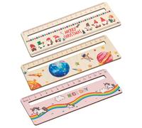 QOWIJEX 3 Piezas Regla de Madera para Niños, Papelería Regla Escolares18cm, Regla para Escuela Primaria, Herramientas de Lectura para Dislexia, Regalos Navidad para Niños Vuelta al Cole