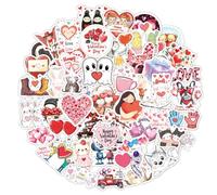 QOWIJEX 50 Pegatinas Impermeables para Álbumes de Recortes, Pegatinas San Valentín, Románticas, Corazón, Rosa, PVC, Almohadilla, Ideal para Libros de Recortes