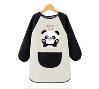 QOWIJEX Delantal Pintura Niños, Delantal Cocina Niños de 3 a 8 Años, Pintura Blusa con Bolsillos, Unisex, Negro, Dibujo Animado Panda
