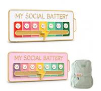 QOWUXHZ 2 Piezas Pin De Batería Social, Pin Deslizante De Aleación De Zinc Con Indicador De Estado De Ánimo, Emblema Diy Para Colegio, Fiesta Y Uso Diario