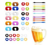 QOWUXHZ 48 Piezas Marcadores De Copas Marcadores De Bebida Coloridos Identificador De Vasos Marcador Vasos Silicona Para Bar Fiesta Cócteles Champán 4 Estilos
