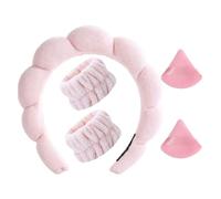QOWUXHZ 5 Piezas Diadema Maquillaje Set De 1 Diadema De Mujer Y 2 Muñequeras Desmaquillar Y 2 Bocanadas Para Maquillaje Headband De Esponja Para Maquillaje Femenino Cuidado De La Piel Baño Y Ducha