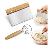 QOWUXHZ Batidor Danés, 1 Batidor de Doble Aro y 1 Cortador de Masa, Utensilios de Repostería para Hornear Pan, Pasteles y Masas en Casa o en Pastelería
