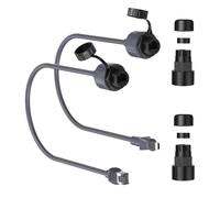 QOXEZY Acoplador de cable Ethernet para Starlink, adaptador de extensión RJ45 impermeable IP68 con cableado blindado de 22 AWG, conector de cable gris de 0,5 m para uso en exteriores