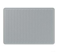 QOXEZY Alfombrilla de silicona para estufa, 70 x 50 cm, resistente al calor, protector de encimera de cocina, antideslizante, diseño ondulado, tapete multiusos para estufa y secado (gris)