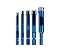 QOXEZY Broca hexagonal con revestimiento de diamante para azulejos, mármol, granito, cuarzo, piedra, perforación, con flauta especial para eliminación de virutas y larga vida útil, azul (6,5 mm)