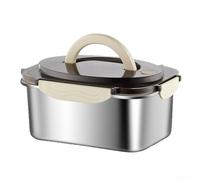 QOXEZY Caja de alimentos de acero inoxidable de 2100 ml, sello de tapa perimetral completo, sello seguro a prueba de fugas, diseño minimalista de mango para seguridad de transporte, lonchera para