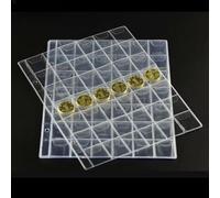 QOXEZY Carteras de plástico para monedas con 42 bolsillos para colección de monedas para páginas, transparente, paquete de 10, almacenamiento de PVC con perforador de 3 agujeros, bolsillos de 28 x 28