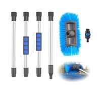 QOXEZY Cepillo de lavado de coche de mango largo de 160 cm con adaptador de tubería de agua para limpieza exterior, ajustable, kit de limpieza de aluminio de 30 pulgadas, 45 pulgadas, 60 pulgadas