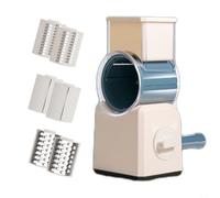 QOXEZY Cortador manual de verduras tipo rodillo, para rallar patatas, verduras de raíz, verduras de hoja verde, productos lácteos firmes, manivela manual, acero inoxidable, ABS, fácil de limpiar (azul