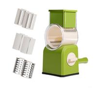 QOXEZY Cortador manual de verduras tipo rodillo, para rallar patatas, verduras de raíz, verduras de hoja verde, productos lácteos firmes, manivela manual, acero inoxidable, ABS, fácil de limpiar