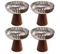 QOXEZY Cuencos de helado de acero inoxidable 4 piezas con cuenco de postre con patas de madera para aperitivos, pudín, yogur, frutas, golosinas para servir (4)